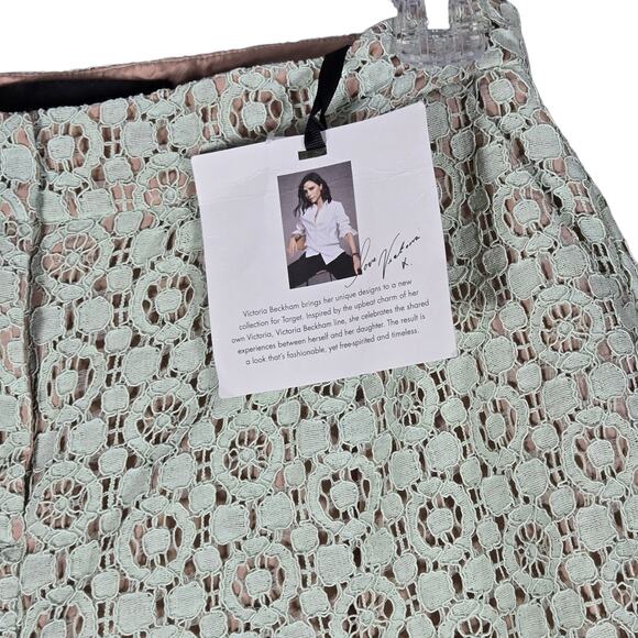 Victoria Beckham Shorts Womens 2 Mint Green Lace Crochet Lined High Waist - Picture 4 of 10